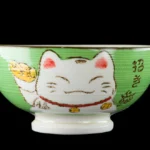 Grüne kawaii WinkeKatze Reisschale aus Keramik