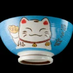 Grüne kawaii WinkeKatze Reisschale aus Keramik