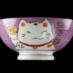 Grüne kawaii WinkeKatze Reisschale aus Keramik