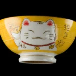 Grüne kawaii WinkeKatze Reisschale aus Keramik